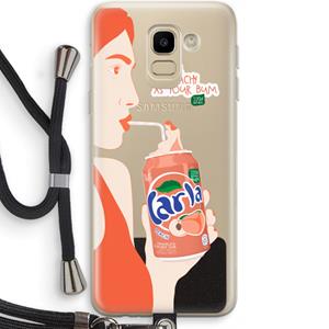 CaseCompany Peach please!: Samsung Galaxy J6 (2018) Transparant Hoesje met koord