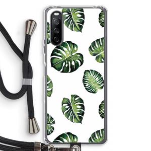 CaseCompany Tropische bladeren: Sony Sony Xperia 10 III Transparant Hoesje met koord