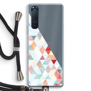 CaseCompany Gekleurde driehoekjes pastel: Sony Xperia 5 II Transparant Hoesje met koord