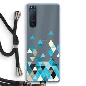 CaseCompany Gekleurde driehoekjes blauw: Sony Xperia 5 II Transparant Hoesje met koord