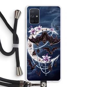 CaseCompany Vleermuizen Maan: Samsung Galaxy A71 Transparant Hoesje met koord