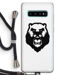 CaseCompany Angry Bear (white): Samsung Galaxy S10 Plus Transparant Hoesje met koord