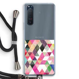 CaseCompany Gekleurde driehoekjes: Sony Xperia 5 II Transparant Hoesje met koord