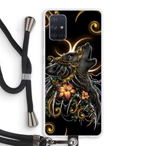 CaseCompany Huilende Wolf: Samsung Galaxy A71 Transparant Hoesje met koord