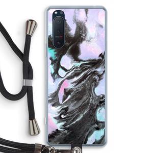 CaseCompany Pastel zwart: Sony Xperia 5 II Transparant Hoesje met koord