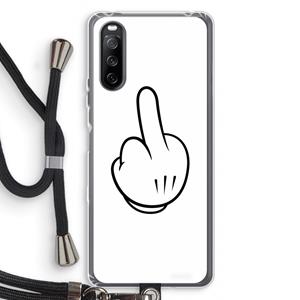CaseCompany Middle finger white: Sony Sony Xperia 10 III Transparant Hoesje met koord