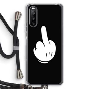 CaseCompany Middle finger black: Sony Sony Xperia 10 III Transparant Hoesje met koord