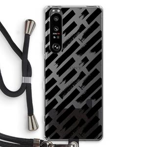 CaseCompany Zwarte vegen: Sony Xperia 1 III Transparant Hoesje met koord