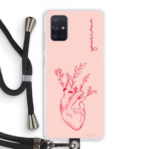 CaseCompany Blooming Heart: Samsung Galaxy A71 Transparant Hoesje met koord