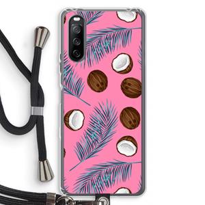 CaseCompany Kokosnoot roze: Sony Sony Xperia 10 III Transparant Hoesje met koord
