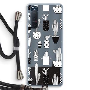 CaseCompany Cactusmotief: Sony Xperia 5 II Transparant Hoesje met koord