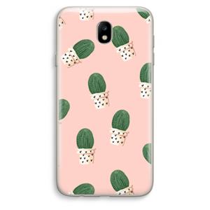 CaseCompany Cactusprint roze: Samsung Galaxy J7 (2017) Transparant Hoesje