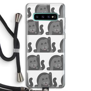 CaseCompany Cats: Samsung Galaxy S10 Plus Transparant Hoesje met koord