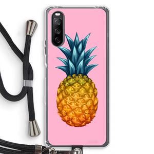 CaseCompany Grote ananas: Sony Sony Xperia 10 III Transparant Hoesje met koord