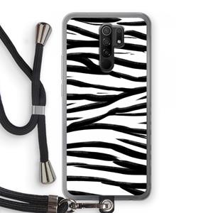 CaseCompany Zebra pattern: Xiaomi Redmi 9 Transparant Hoesje met koord