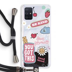 CaseCompany Positivity: Samsung Galaxy A71 Transparant Hoesje met koord