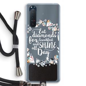 CaseCompany Diamonds: Sony Xperia 5 II Transparant Hoesje met koord