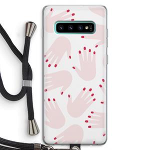 CaseCompany Hands pink: Samsung Galaxy S10 Plus Transparant Hoesje met koord