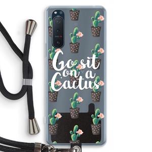 CaseCompany Cactus quote: Sony Xperia 5 II Transparant Hoesje met koord