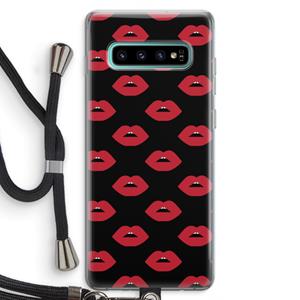 CaseCompany Lips: Samsung Galaxy S10 Plus Transparant Hoesje met koord