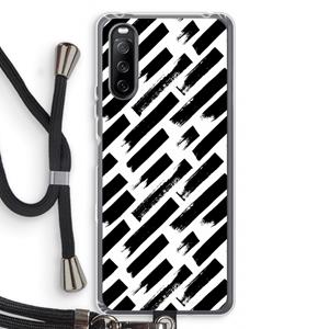 CaseCompany Zwarte vegen: Sony Sony Xperia 10 III Transparant Hoesje met koord