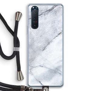 CaseCompany Witte marmer: Sony Xperia 5 II Transparant Hoesje met koord