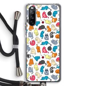 CaseCompany Kleurrijke katten: Sony Sony Xperia 10 III Transparant Hoesje met koord