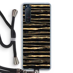 CaseCompany Gouden strepen: Sony Xperia 5 II Transparant Hoesje met koord