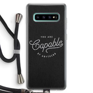 CaseCompany Capable: Samsung Galaxy S10 Plus Transparant Hoesje met koord