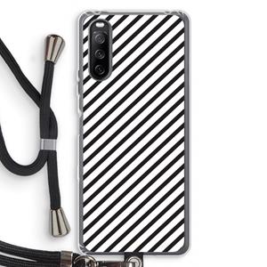 CaseCompany Strepen zwart-wit: Sony Sony Xperia 10 III Transparant Hoesje met koord