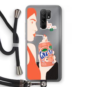 CaseCompany Peach please!: Xiaomi Redmi 9 Transparant Hoesje met koord