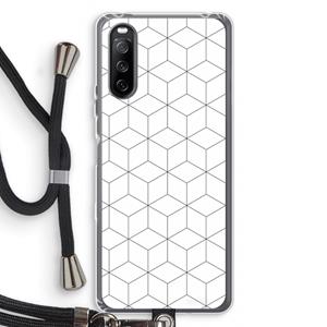 CaseCompany Zwart-witte kubussen: Sony Sony Xperia 10 III Transparant Hoesje met koord