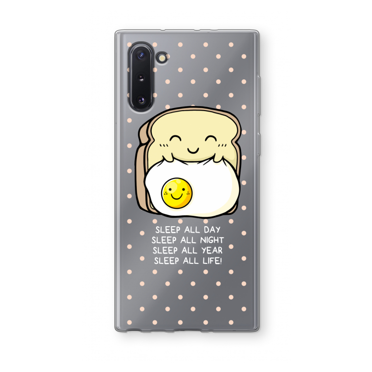 CaseCompany Sleep All Day: Samsung Galaxy Note 10 Transparant Hoesje