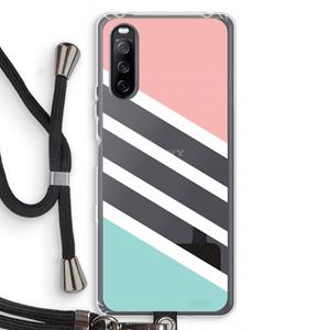 CaseCompany Strepen pastel: Sony Sony Xperia 10 III Transparant Hoesje met koord