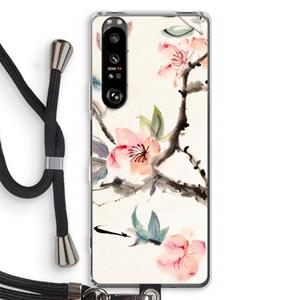 CaseCompany Japanse bloemen: Sony Xperia 1 III Transparant Hoesje met koord