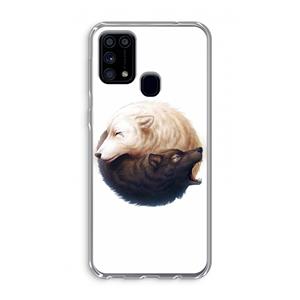 CaseCompany Yin Yang Wolves: Samsung Galaxy M31 Transparant Hoesje