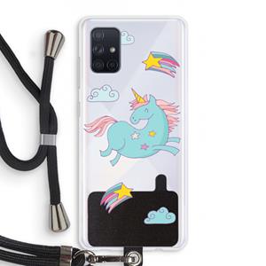 CaseCompany Vliegende eenhoorn: Samsung Galaxy A71 Transparant Hoesje met koord