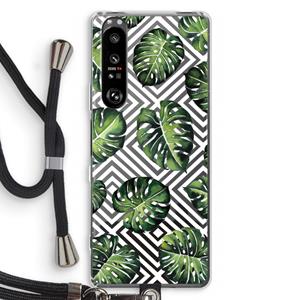 CaseCompany Geometrische jungle: Sony Xperia 1 III Transparant Hoesje met koord