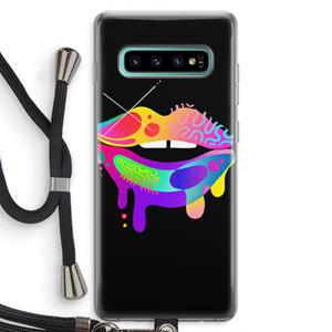 CaseCompany Lip Palette: Samsung Galaxy S10 Plus Transparant Hoesje met koord