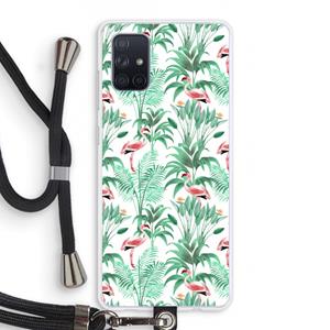 CaseCompany Flamingo bladeren: Samsung Galaxy A71 Transparant Hoesje met koord