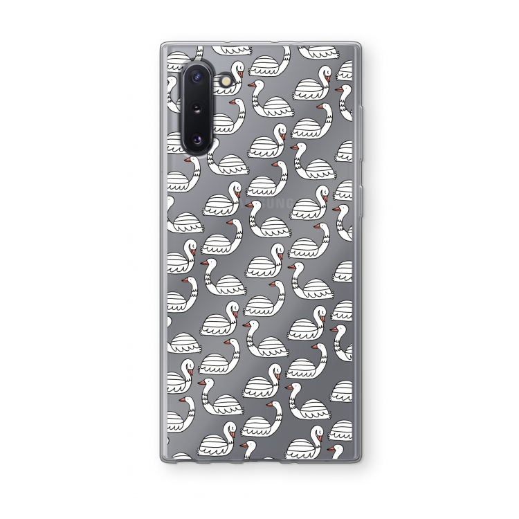 CaseCompany Zwanen: Samsung Galaxy Note 10 Transparant Hoesje