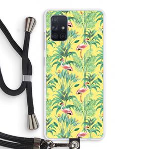 CaseCompany Flamingo party: Samsung Galaxy A71 Transparant Hoesje met koord