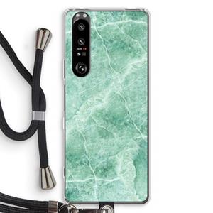 CaseCompany Groen marmer: Sony Xperia 1 III Transparant Hoesje met koord