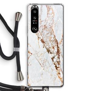 CaseCompany Goud marmer: Sony Xperia 1 III Transparant Hoesje met koord