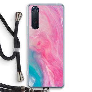 CaseCompany Roze explosie: Sony Xperia 5 II Transparant Hoesje met koord