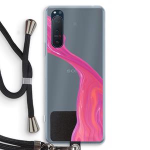 CaseCompany Paarse stroom: Sony Xperia 5 II Transparant Hoesje met koord