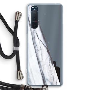 CaseCompany Gestreepte marmer: Sony Xperia 5 II Transparant Hoesje met koord