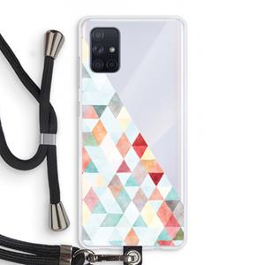CaseCompany Gekleurde driehoekjes pastel: Samsung Galaxy A71 Transparant Hoesje met koord