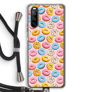 CaseCompany Pink donuts: Sony Sony Xperia 10 III Transparant Hoesje met koord