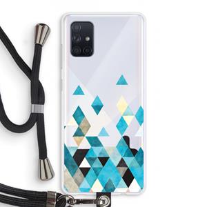 CaseCompany Gekleurde driehoekjes blauw: Samsung Galaxy A71 Transparant Hoesje met koord